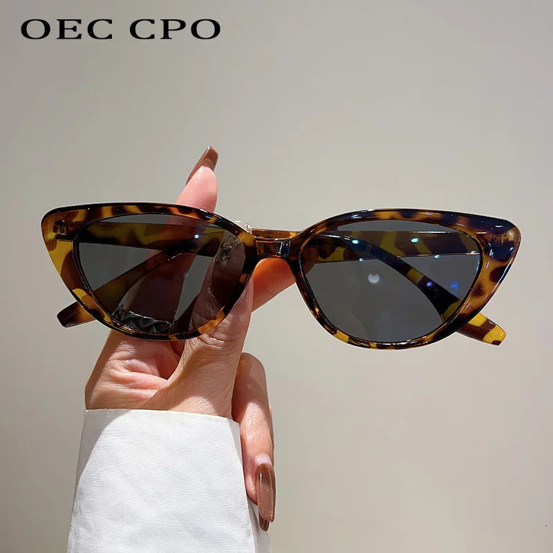 OEC CPO Small Frame Cat Eye Sunglasses for Women Fashion Leopard Color Shadow UV400 Trend Glasses Men 250410