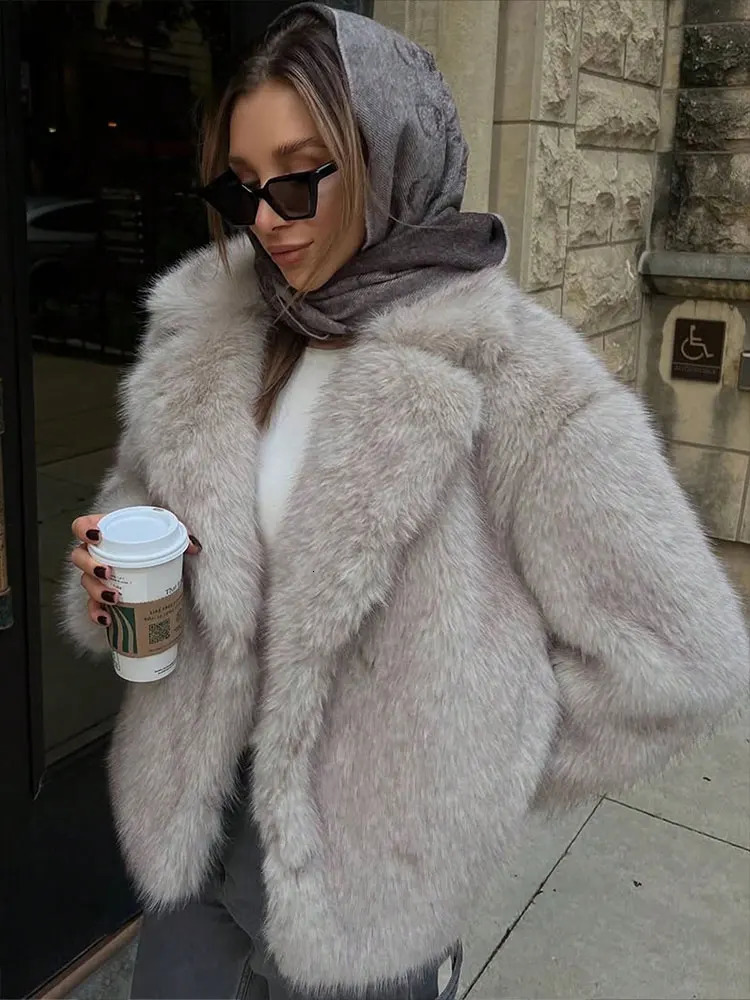 HH Autumn Winter Faux Fur Coat For Women Elegant Solid Button Long Sleeve Jacket Female Fashion Streetwear Warm Outerwear 251110