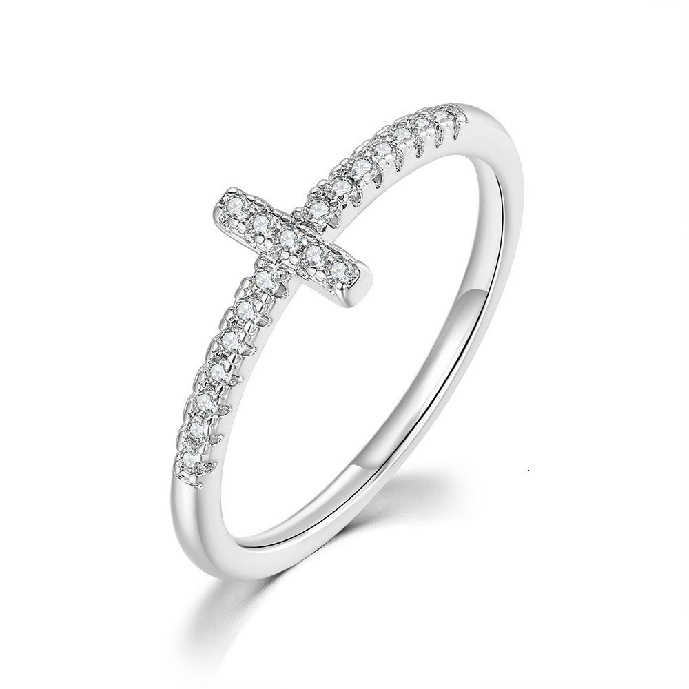 Cross-border Hot-selling Cross Ring Micro-inlaid Zircon Fashion Ring Women's Designer Ring Fashion Gold-plated Ring E-commerce Hot-selling Jewelr