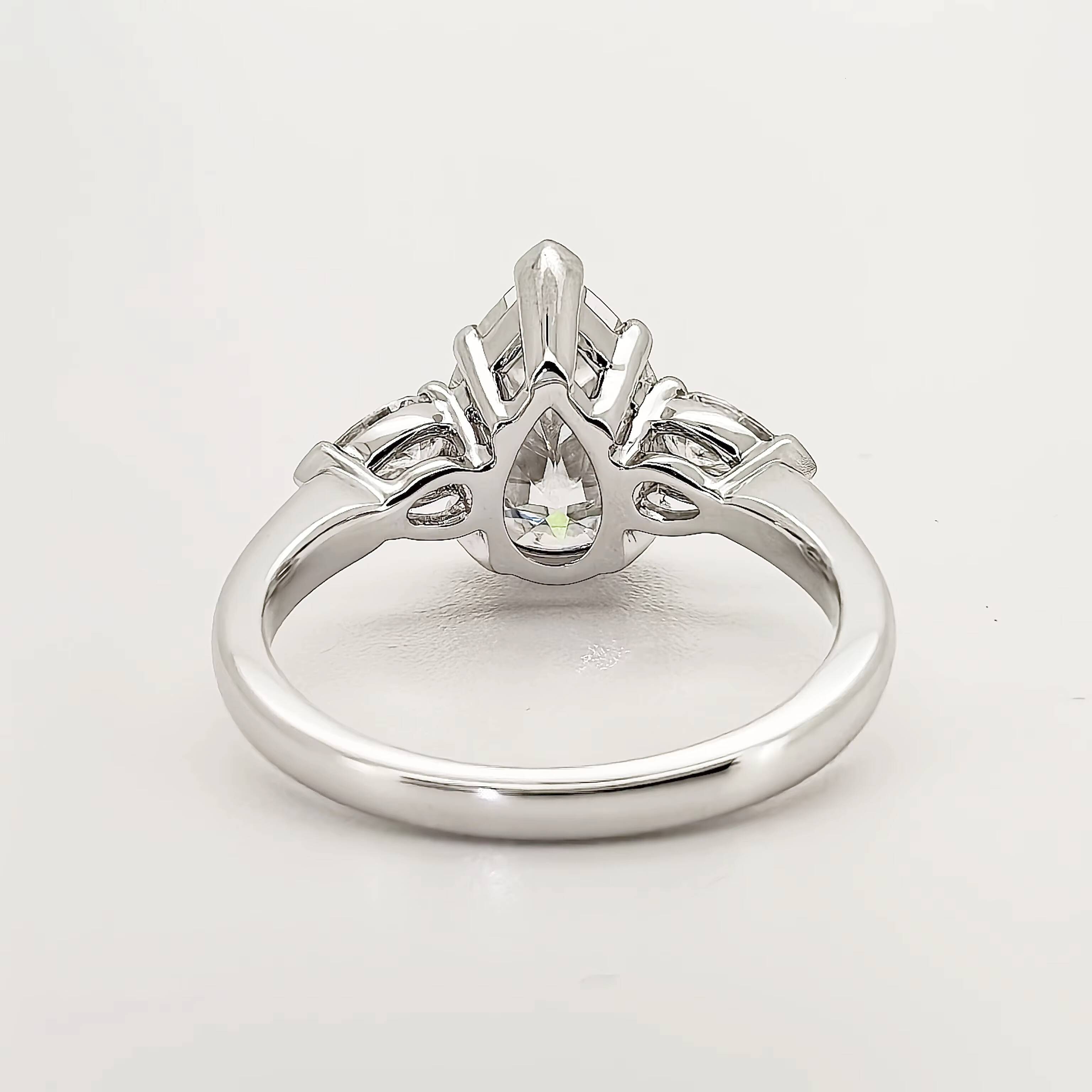 Wholesale Pear Cut 4ct VVS D All Moissanite Diamond Rings S925 Sterling Silver GRA Certified Moissanite Ring