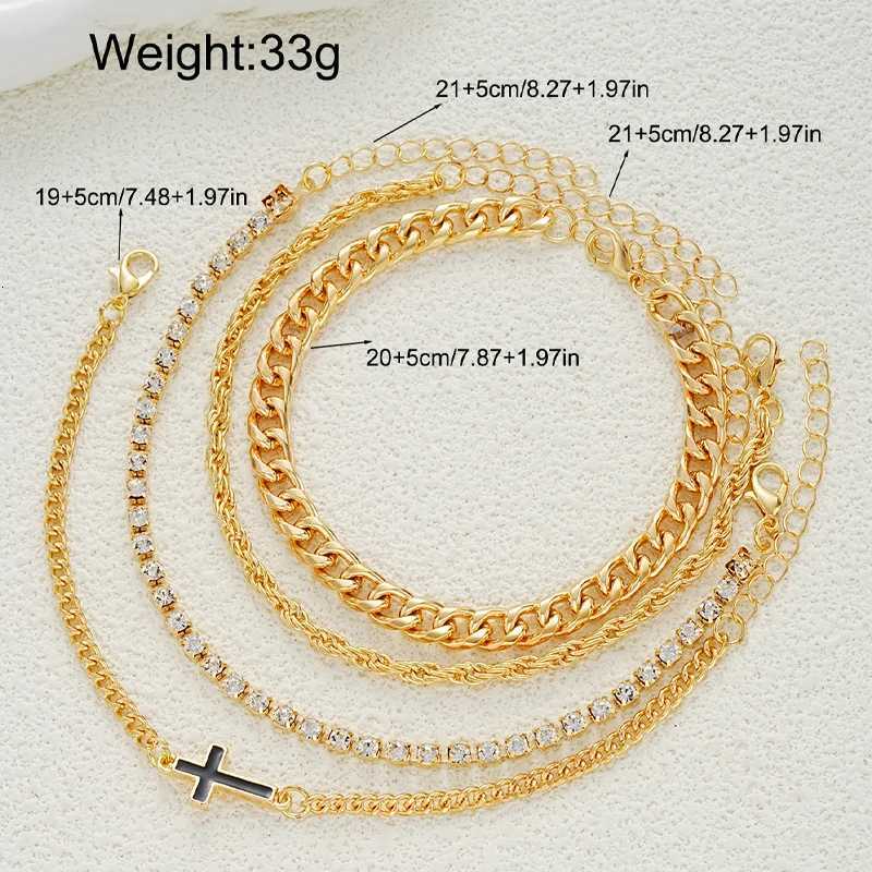 4pcs Stainless Steel Cross Chain Bracelet Set for Men Women Punk Hiphop Minimalist Zircon Bracelets Daily Wear Party Jewelry NewT251110