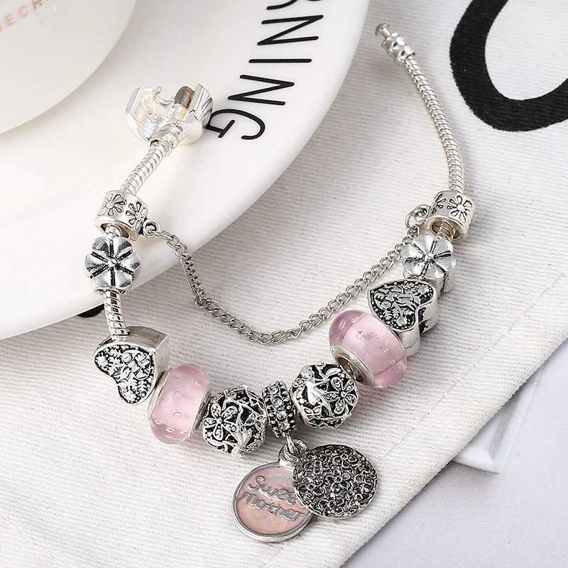 Silver Plated Charm Bracelet Bangle With Key Lock Crystal Pendant Ball Bracelet For Women Wedding Valentines Day Jewelry GiftT251110