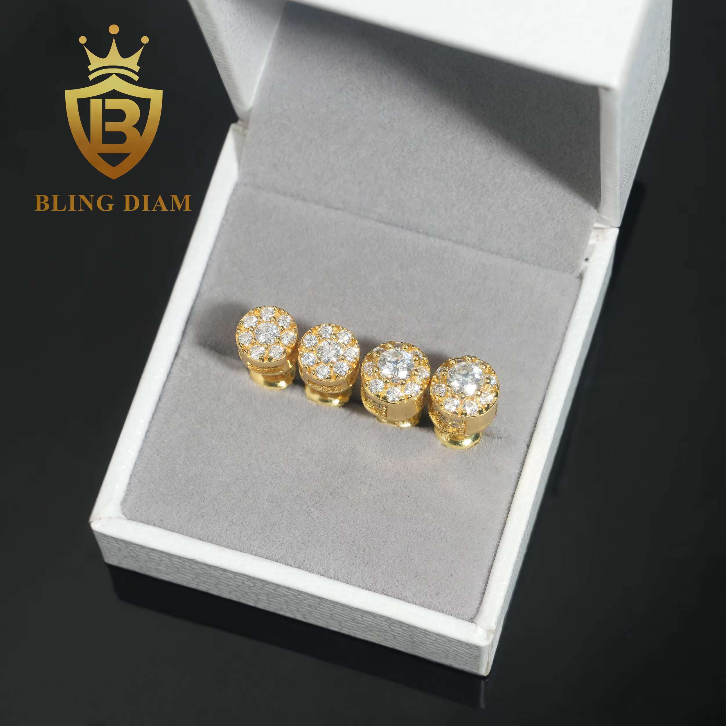 Hip Hop Moissanite Diamond Earrings Screw Back Pass Diamond Tester 925 Sterling Silver Moissanite Stud Earring Ready Shipping