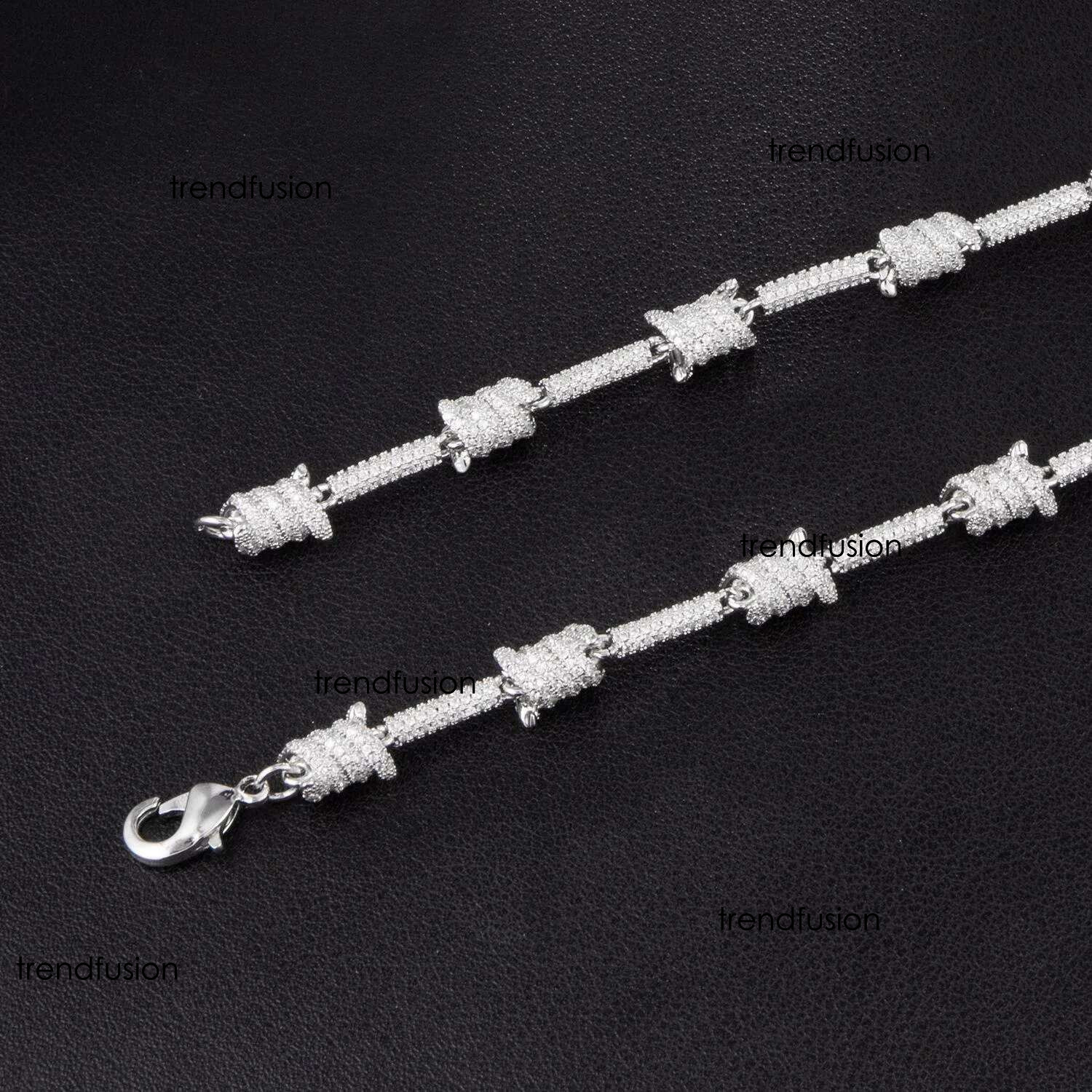 New Arrival White Gold Moissanite dia Bracelet Bg Cubic Zirconia Wire Wrap Knot Hip Hop Iced Out Bangle Bracelets Dia Jewelry Gift for Men Women