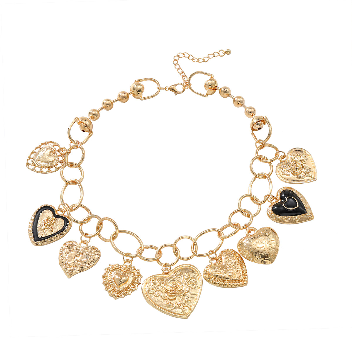 Fashionable And Personalized Retro Love Pendant Necklace Womens New Trendy Design Versatile Metal Necklace Boutique Gift