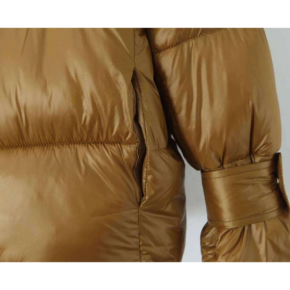 New Winter Fashion Women Gold Winered Double Zip Up Bread Parka Coat Woman Stand Collar Buckle Long Sleeve Oversize Outerwear