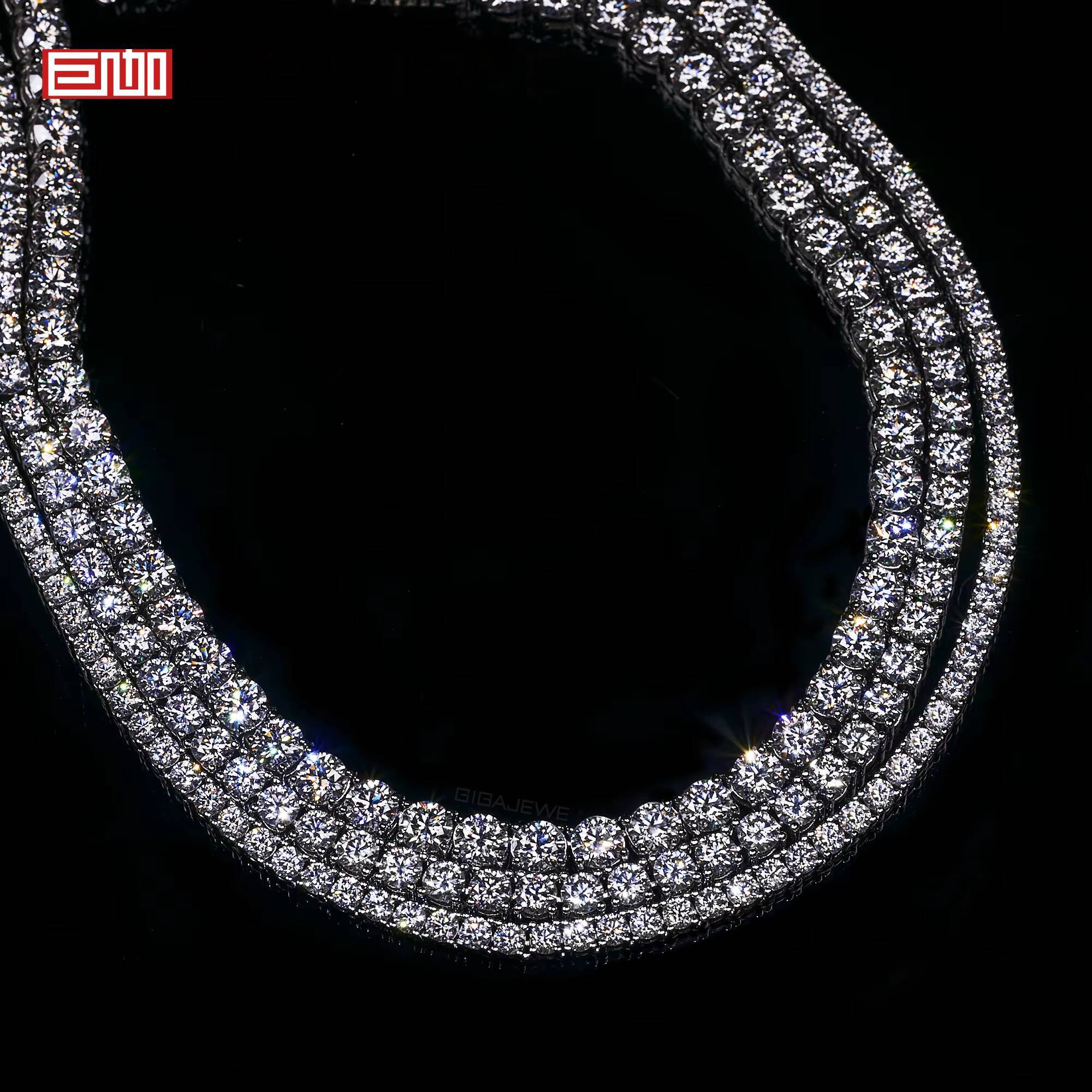 GIGAJEWE Moissanite Tennis Necklace and Bracelet 925 Sterling Silver Plated with 18k White Gold Pass the Diamond test