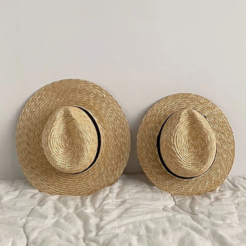 Trend Summer Wide Brim Straw Hat Chapeau Ladies Panama Sun Hats Boater Black Beach Hat Sombrero Mujer Fedora Cowboy Jazz Cap 250409