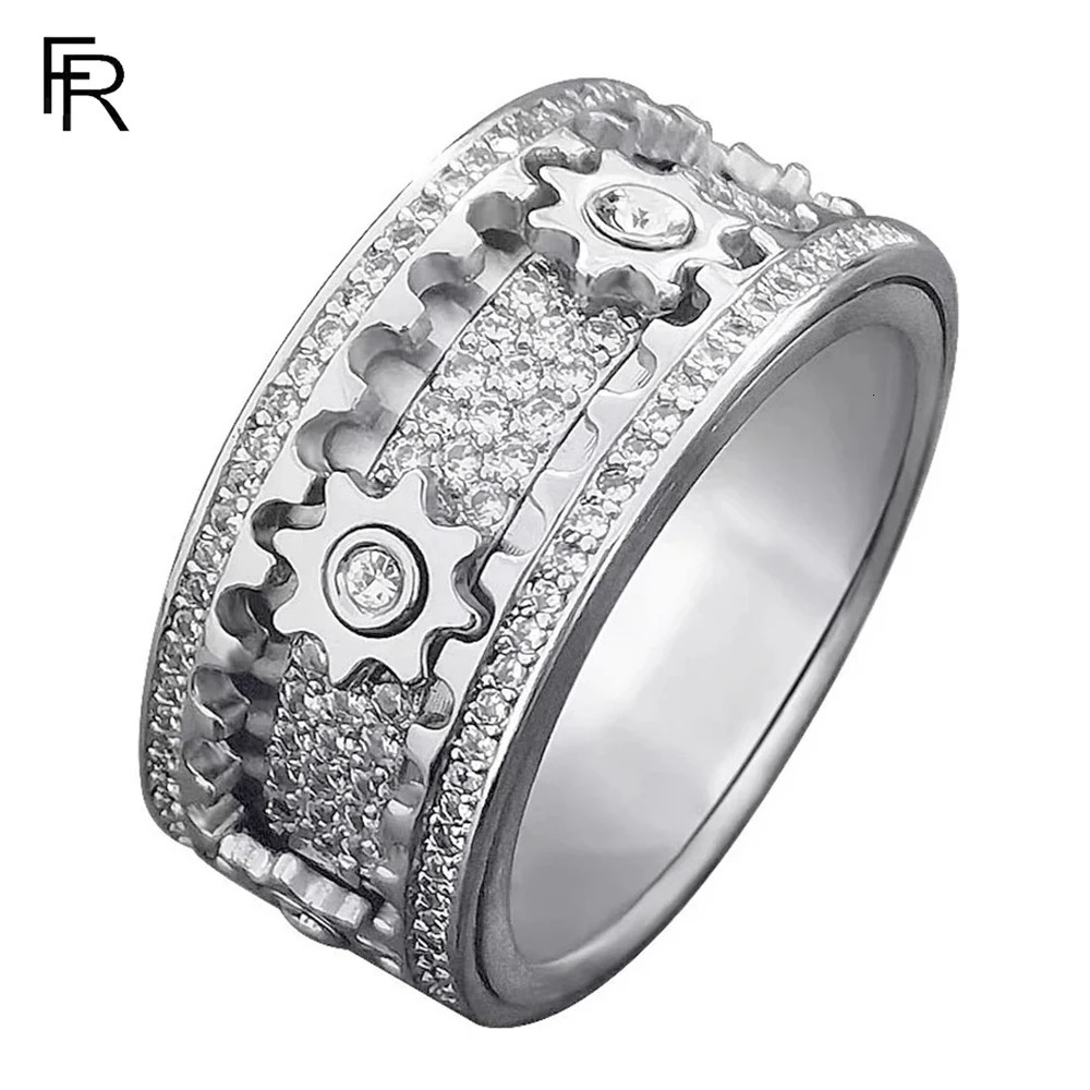 Gear Ring Rotatable Ring Male And Female Couple Rotating Wheel Starry Sky Trendy Rose Couple Rings 251110