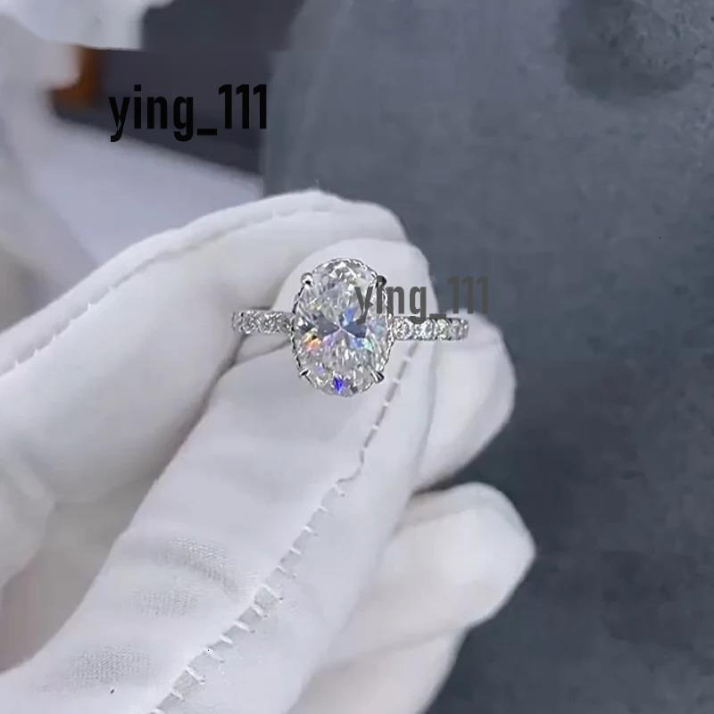 2.5CT Oval Full Moissanite Diamond D VVS Womens Pear Moissanite Rings 925 Silver Plated White Gold Fine Ring for Women Rings