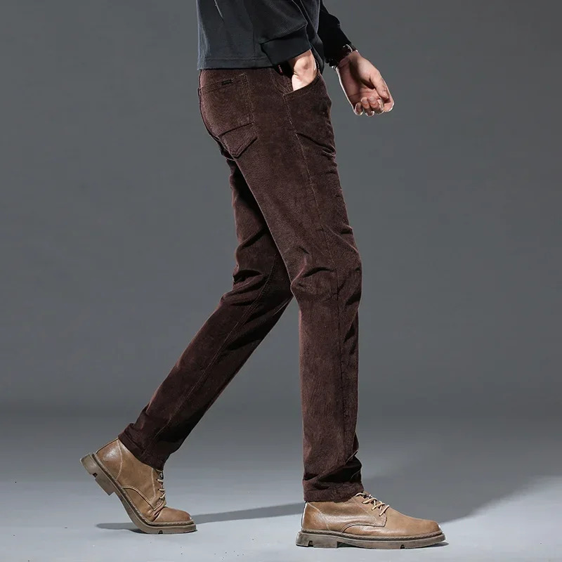4 Colors Corduroy Casual Pants Mens 93 Cotton Stretch Business Fashion Trousers Autumn Straight Classic Male Pants 251106