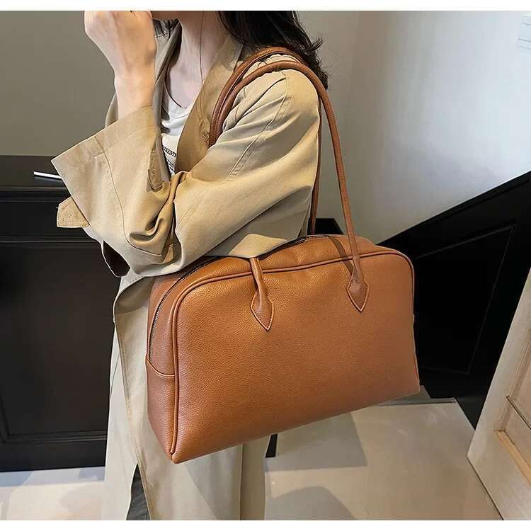Brand Designer PU Leather Women's Shoulder Retro Lychee Pattern Crossbody Bag Pillow Bowg Boston Handbag