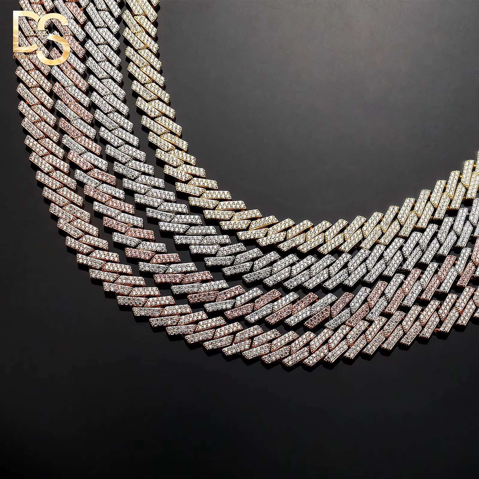 Hot Sale 13mm 14k Gold Silver Plating 12mm Copper Zircon Iced Out Cuban Necklace and Bracelet