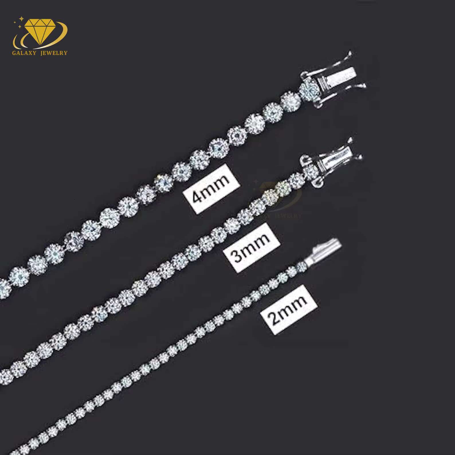 Fine Jewelry VVS Moissanite Diamond 3mm 5mm Iced Out Bling Bracelet Necklace 925 Sterling Silver Men Women Tennis Chain