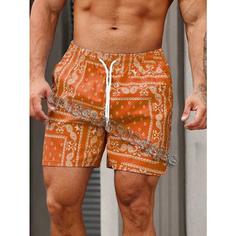 Paisley boys plus size shorts quick drying Hawaiian surfing running fitness fashionable casual shorts X250410