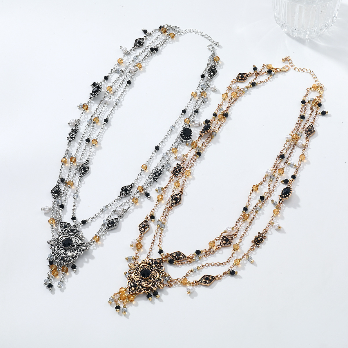 Exquisite Bead Multi Layer Diamond Inlaid Design Necklace Bohemian Style Autumn Women s Sweater Chain Fashion Love Birthday Gift Necklace