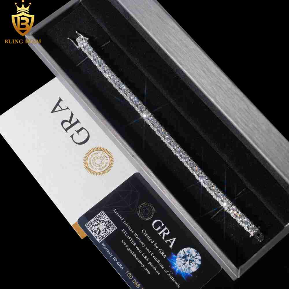 5mm 6.5mm Fashion Jewelry 925 Sterling Silver VVS Moissanite Iced Out Tennis Chain Bracelet Necklace