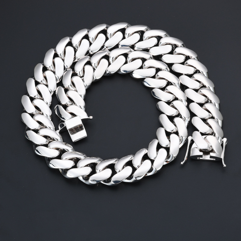 25mm High Polished Miami Cuban Chain Necklace Copper 14K Real Gold Plated Jewelry