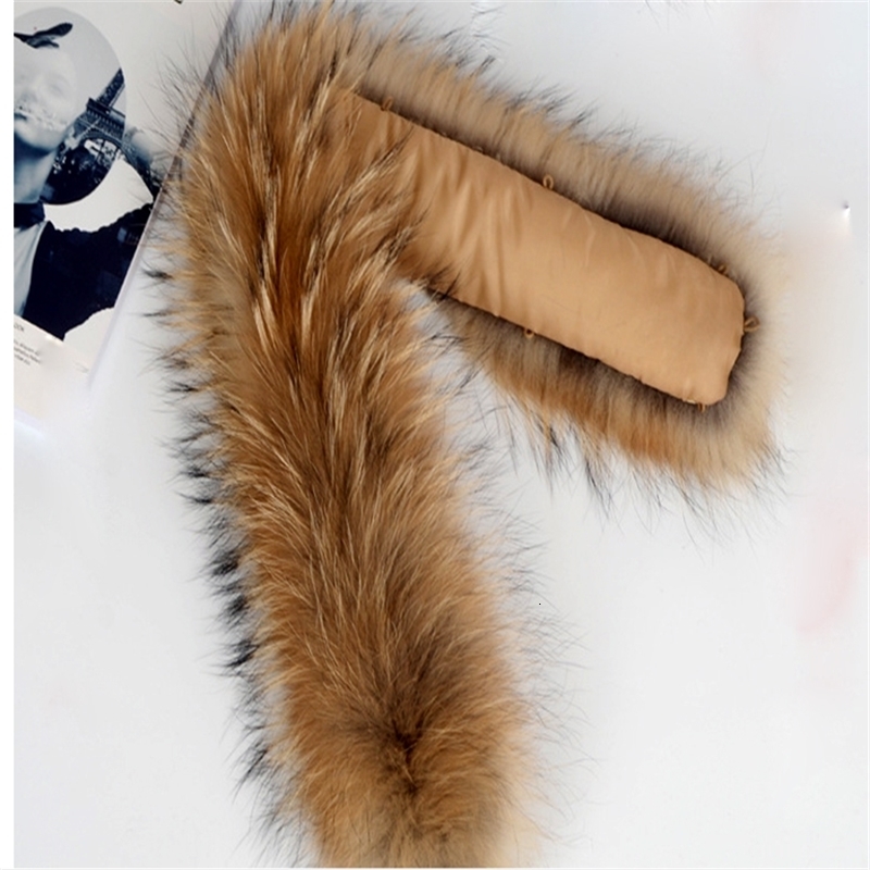100 Natural Jacket Fur Collar Raccoon Fur Women Scarves Winter Coat Female Neck Cap Long Warm Genuine Fur Scarf 70cm 251023CJ