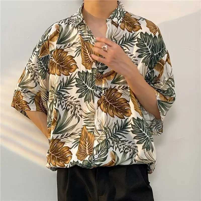 Tiki Hawaiian Mens Summer Casual Button Collar Beach Short sleeved Shirt X250410