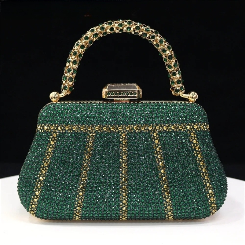 In Nigeria Exquisite Evening Bags With Diamond Fashion Handle Clutch Rhinestone Embellished Long Chain Bag 251023CJ
