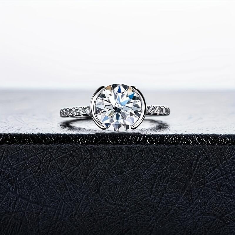 Women's Moissanite Engagement Half Mount Lab-Grown Dia Promise Ring 14K White Gold Plated Gift ddmyfriend