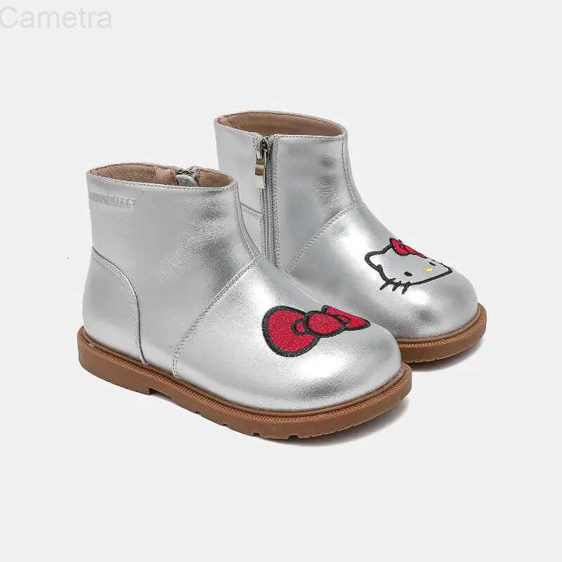 Sanrio Girl Hello Kitty Kawaii Lightweight Fashion Soft Sole Leather Boots Student Cartoon Winter Child Casual Shoes New Style H251110