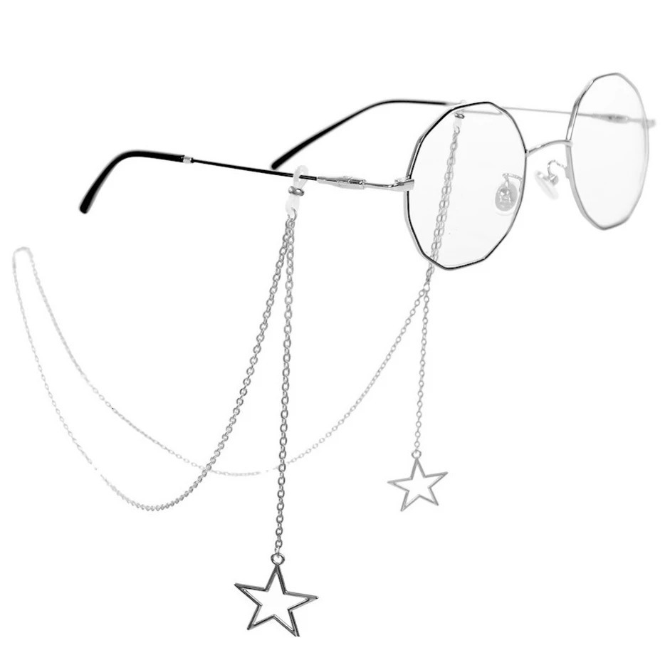 Fashion Womens Glasses Chain Hollow Star Bead Sunglasses Reading Tether Frame Neck Strap 250410