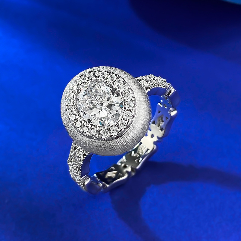 Mujing Jewelry S925 Designer Ring Silver Vintage Egg-shaped Brushed Ring Fashion Ring High-end Versatile Design Fashion Ring