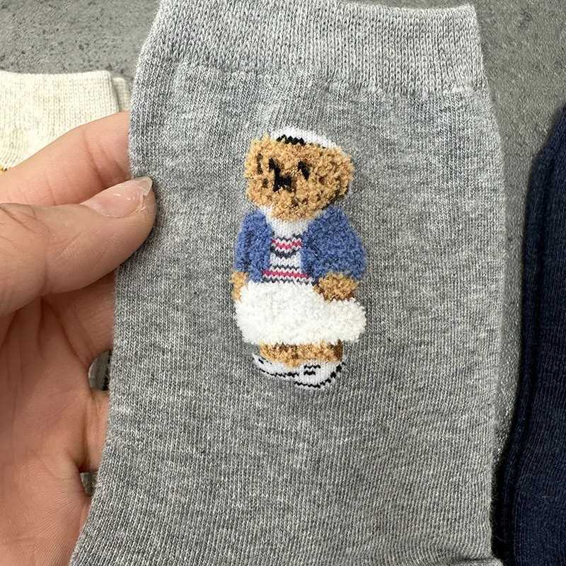 High quality cartoon elegant womens bear cute socks pure cotton Harajuku style womens novel breathable socks Christmas gift X2504103
