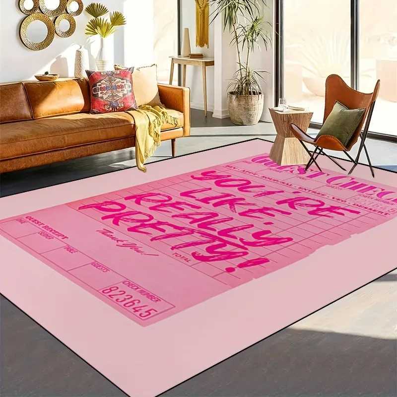 Minimst Pink Carpet for Bedroom Living Room Decoration Funky Modern Danish Pastel Decor Rug Non Slip Yoga Mat Entryway Rugs Y251110