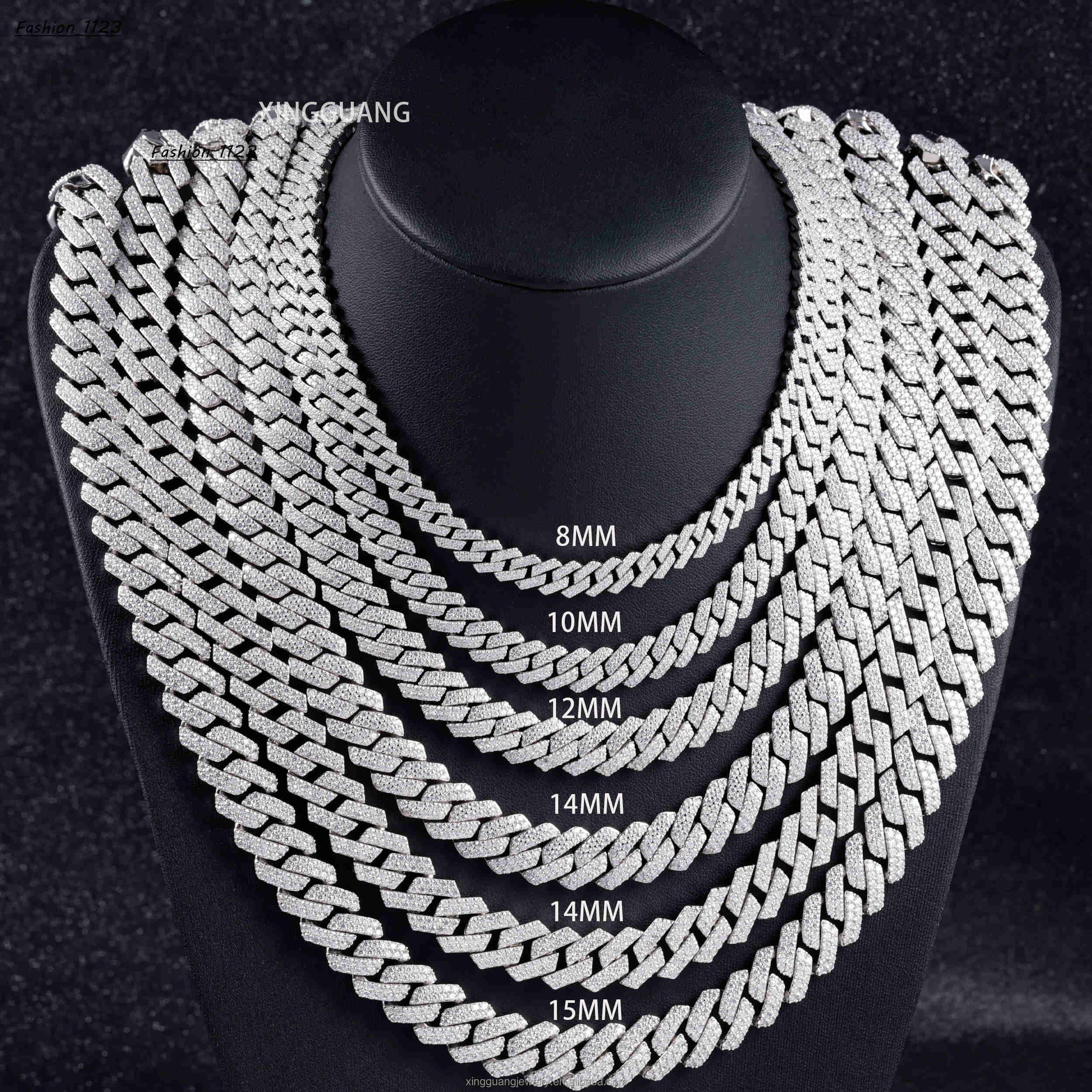 Lowest Price Classic 2Row Diamond Hip Hop Necklace Bracelet Vvs Moissanite Cuban Link Chain Silver Iced Rapper Fashion Jewelry