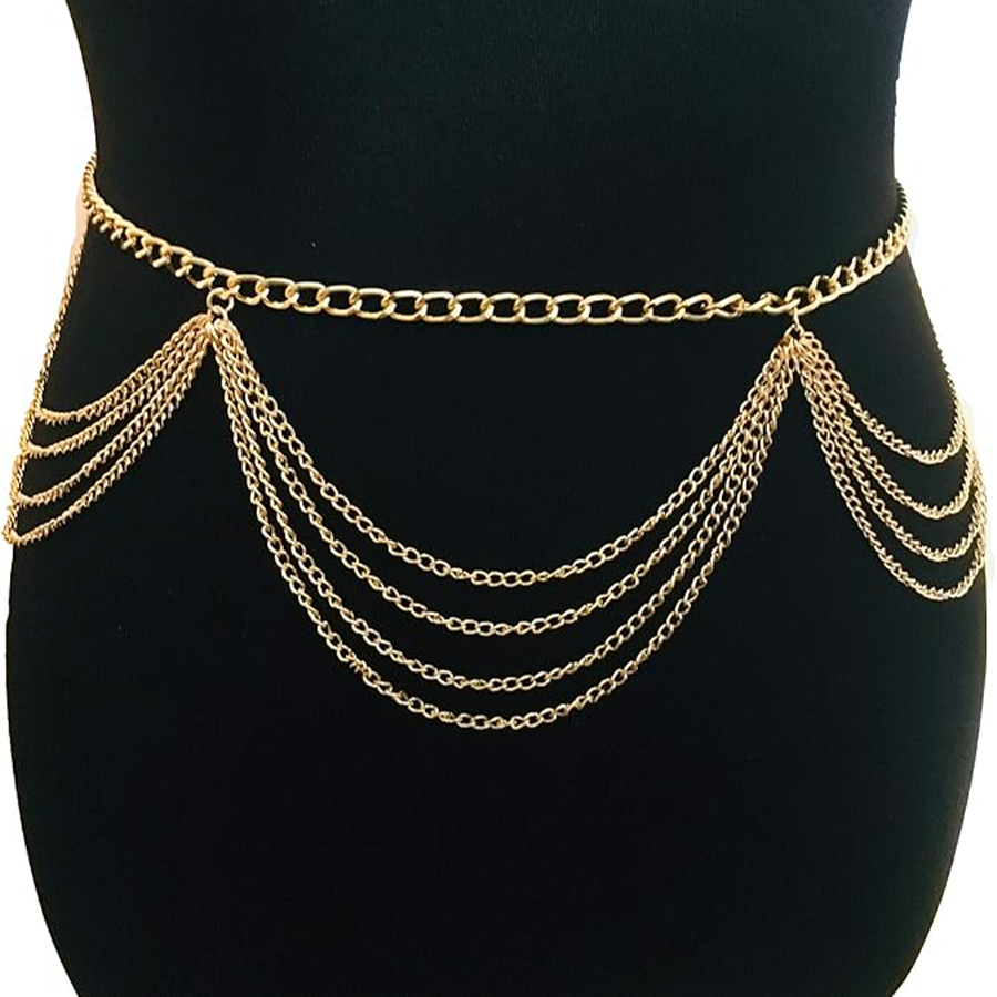 6Pcs Boho Multilayer Coins Waist Chain Butterfly Sunflower Disc Golden Belt Tassel Chest Sexy Body Belly Chain O Ring Adjustable Body Harness