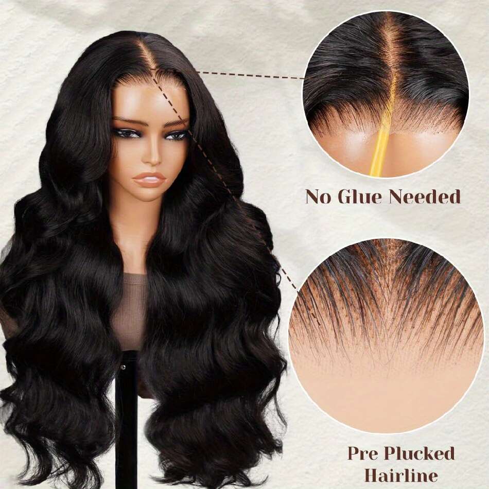 Put On And Body Curtain Bang Bye Knots Glueless Cut 4X4 Lace Front Wigs Human Hair For Beginners No Glue Brazilian Virgin Loose Wave Bleached Pre Pluc