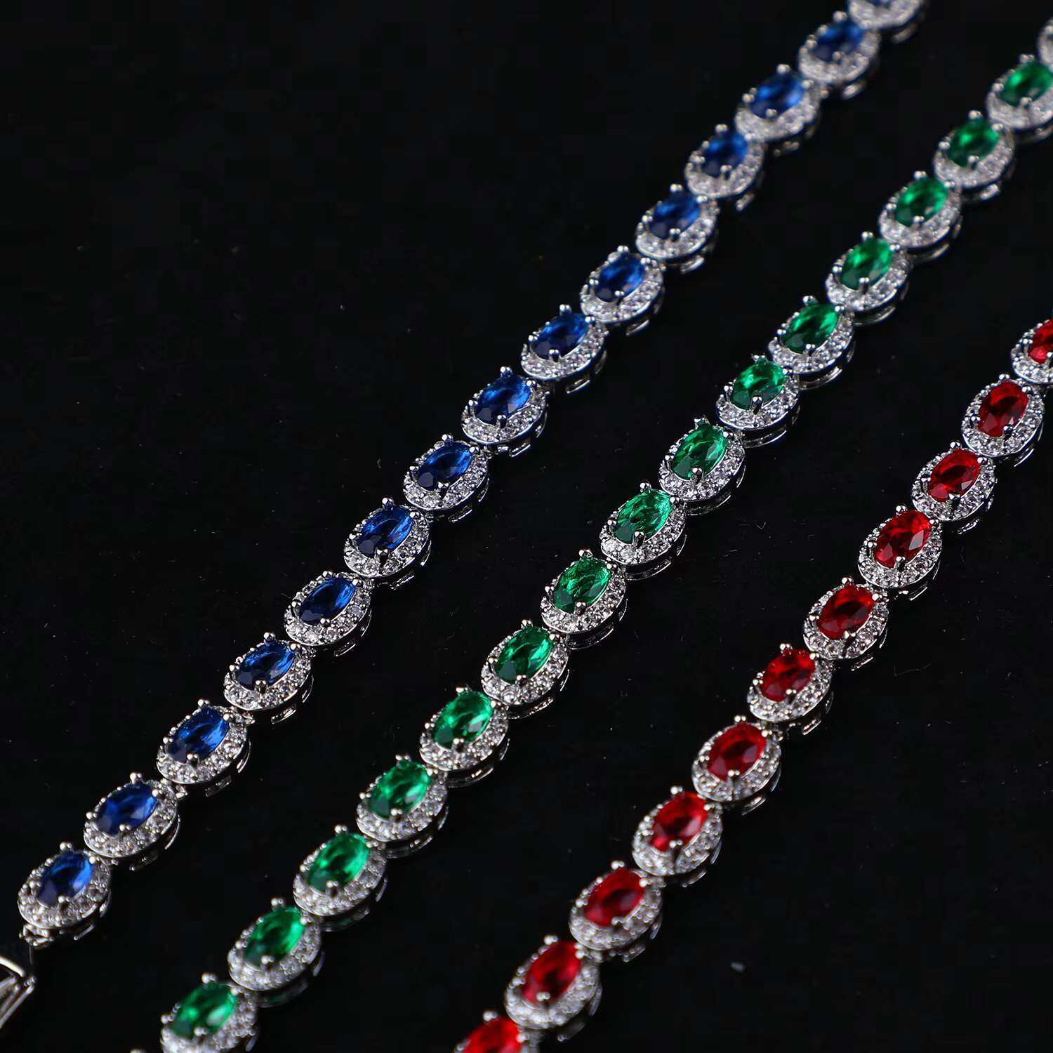 8.3 Inches Charm Bracelet Jewelry Royal Blue Crystal Ruby Emerald Moissaniteia Moissanite Diamond Men Tennis Bracelet for Women