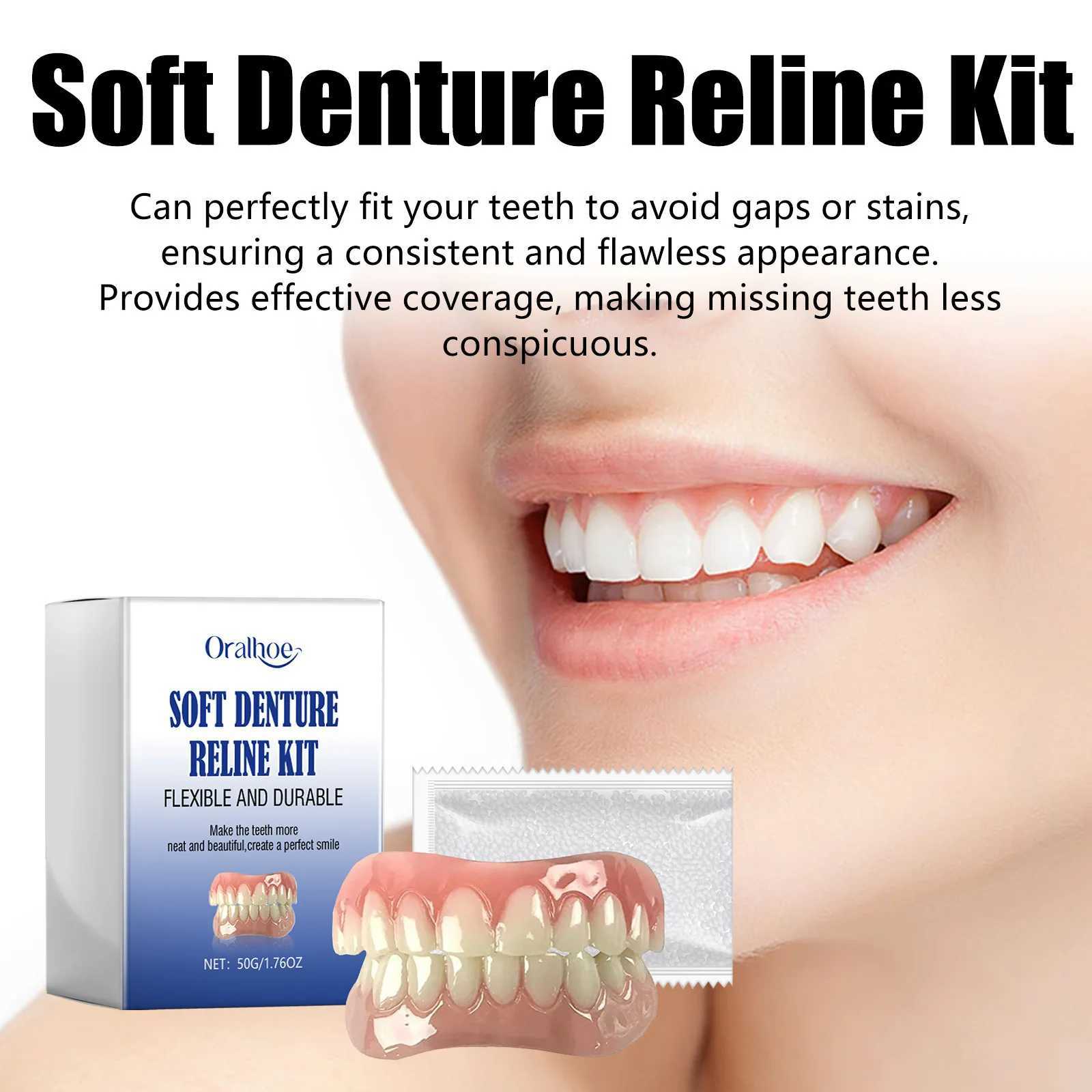 Oralhoe 50g denture support kit with silicone upper and lower veneers for smile restoration of tooth gaps soft tooth pad support M250410