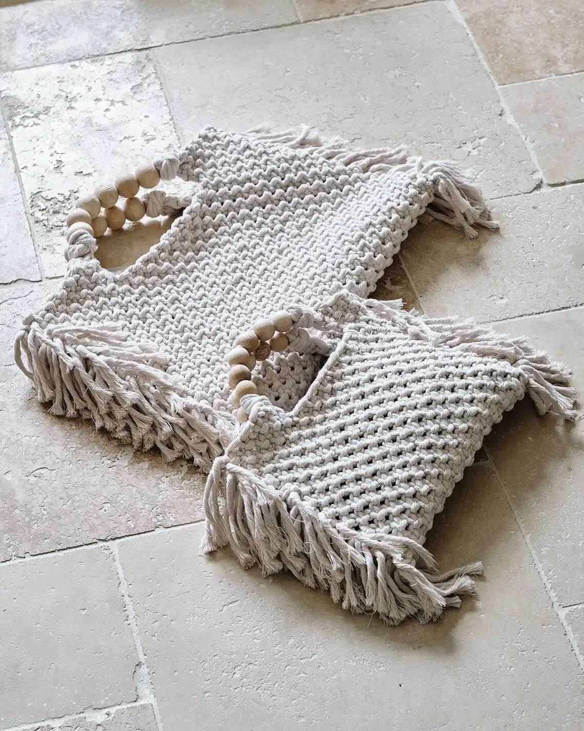 Crochet Boho Chic Summer Fringe Beach Rame Tote Handbag Beige Blue Market Bag Vintage Style