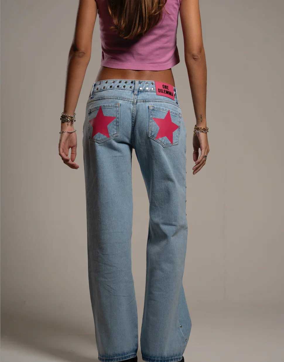 Dilemma Womens Jeans Y2K Stylish Star Graphics Hip Hop High Street Baggy Jeans Retro Harajuku Unisex Straight Through Jeans C251110