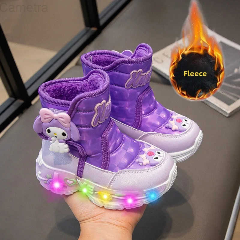Sanrio Children Snow Boots Girls Princess Boots Cute Melody Non-slip Sport Shoes Thicken Cotton Shoes Baby Soft Cartoon Boots H251110