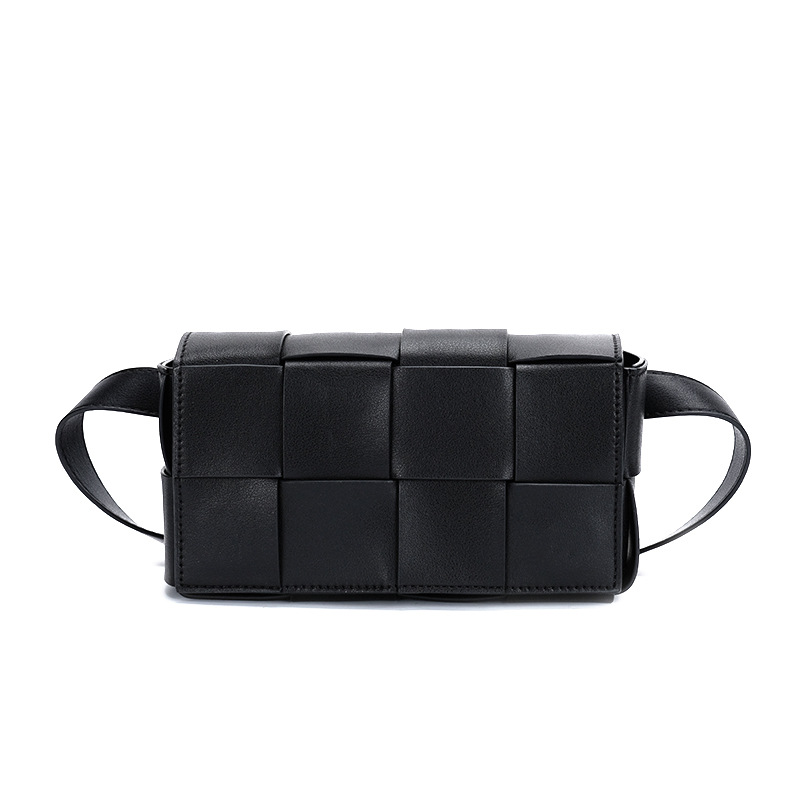 2025 new Summer minimalist and fashionable soft leather crossbody bag ins small square bag retro woven underarm waist bag