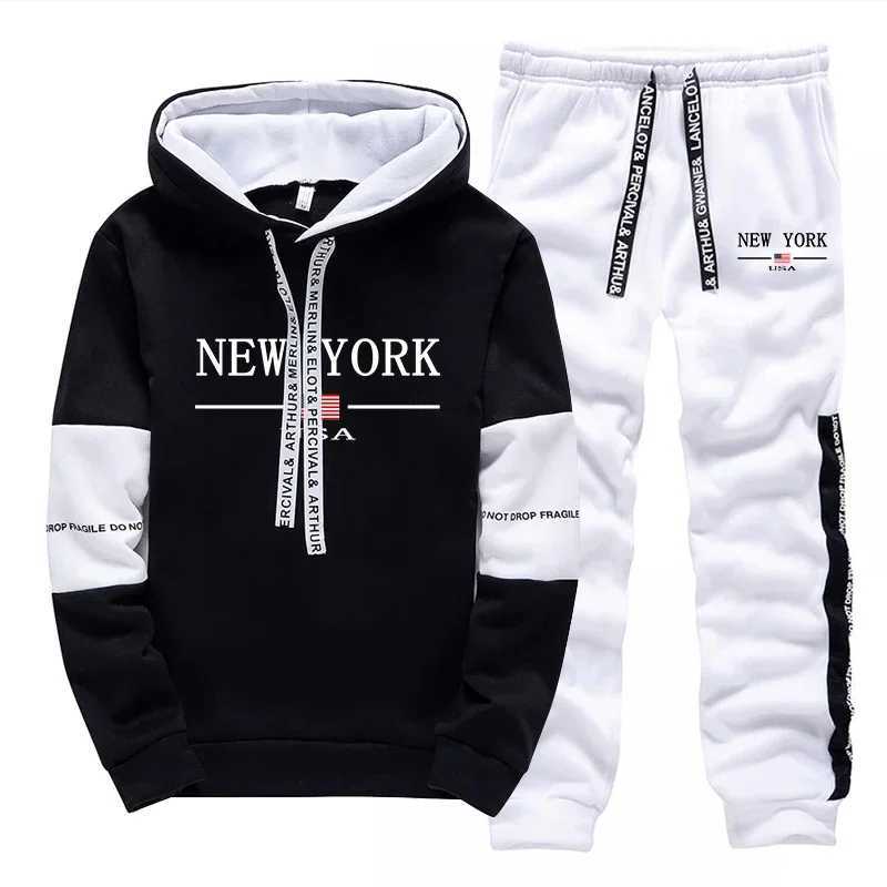 Quality Mens Tracksuit Casual Print Sweatshirts Sports Jogging Mens Clothing Autumn Winter Sportswear Single Piece Hoodie Pants W251110