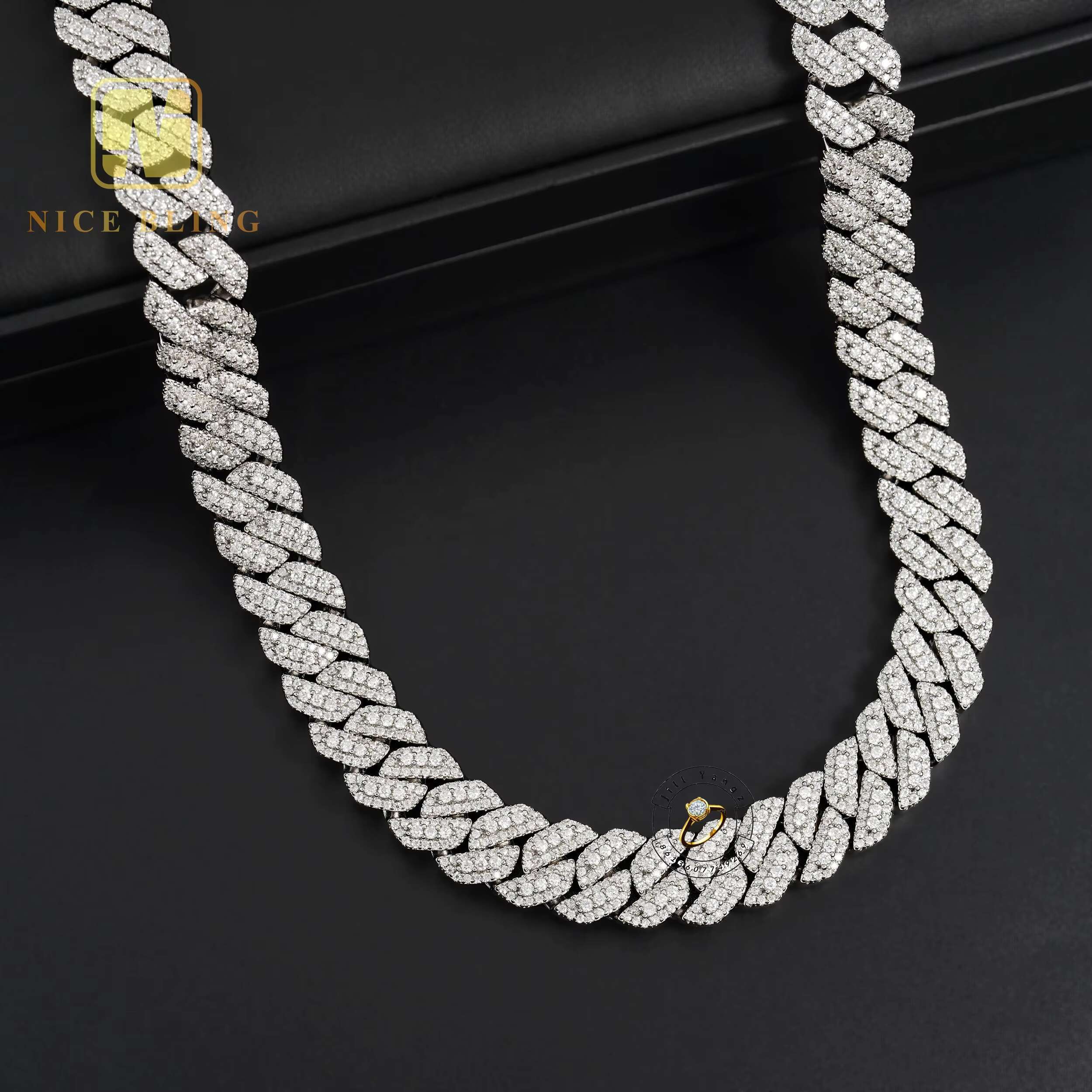 Fine Gifts Moissanite 925 Silver Hip Hop Iced Out Fine Jewelry 10k 12k14k Custom Beaded Chain Cuban Chain