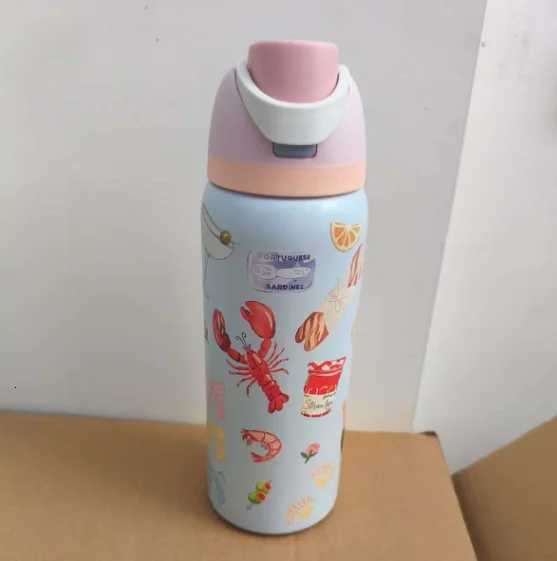 Fashionable cup New Thermos Cup Cold Water Bottle Straw Cup Latest Color Water Bottle Sports Water Cup Can Hold Cube Water Cup Cat Pattern Y251110