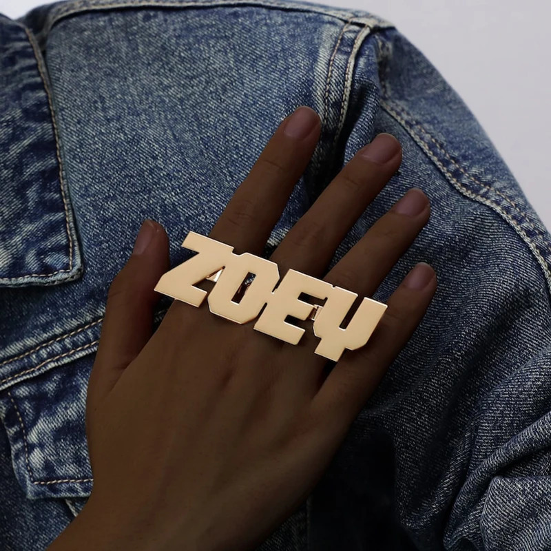 Personalized 3 Fingers Ring Men Women Gold Stainless Steel Massive Ring Name Custom Knuckle Rings Jewelry Gift for Her 250409