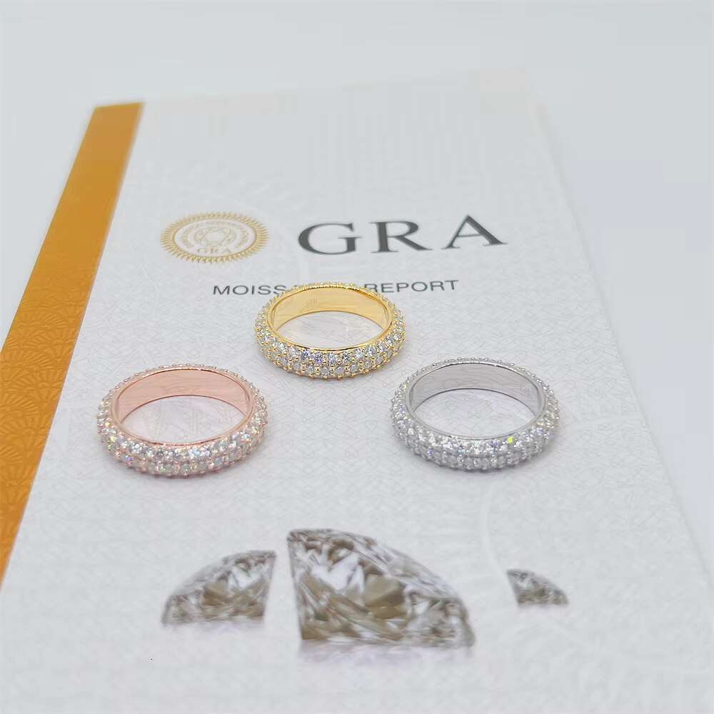 Cheapest Top Quality Popular Gemstone Jewelry Wholesale Charm 3 Rows Eternity Band Men Moissanite Hip Hop Ring