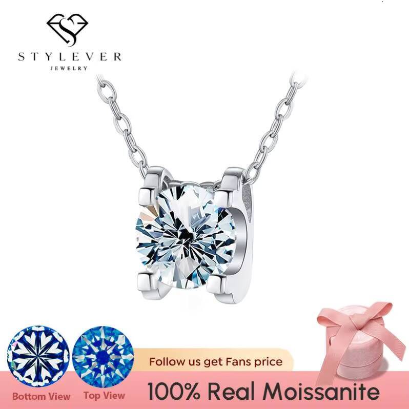 Hot Sale High Quality Brilliant Cut Real 925 Sterling Silver 1 2 Ct Stone Moissanite Necklace for Women Engagement Jewelry