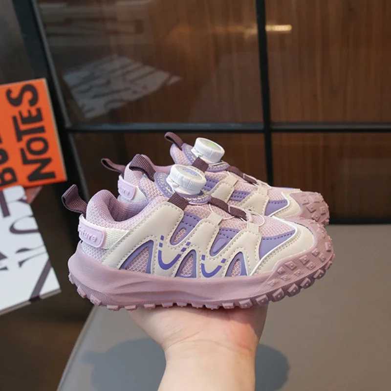 Boys Shoes 6yrs To 12yrs Fashion New Rotary Button Shoes for Kids Girls School Versatile Causal Mesh Tennis Childrens SneakersT251110