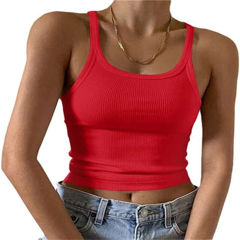 Cross-Border Amazon Camisole European and American Style Women's Summer Hot Girl Outerwear Thin Vest Crop Milk Silk Top