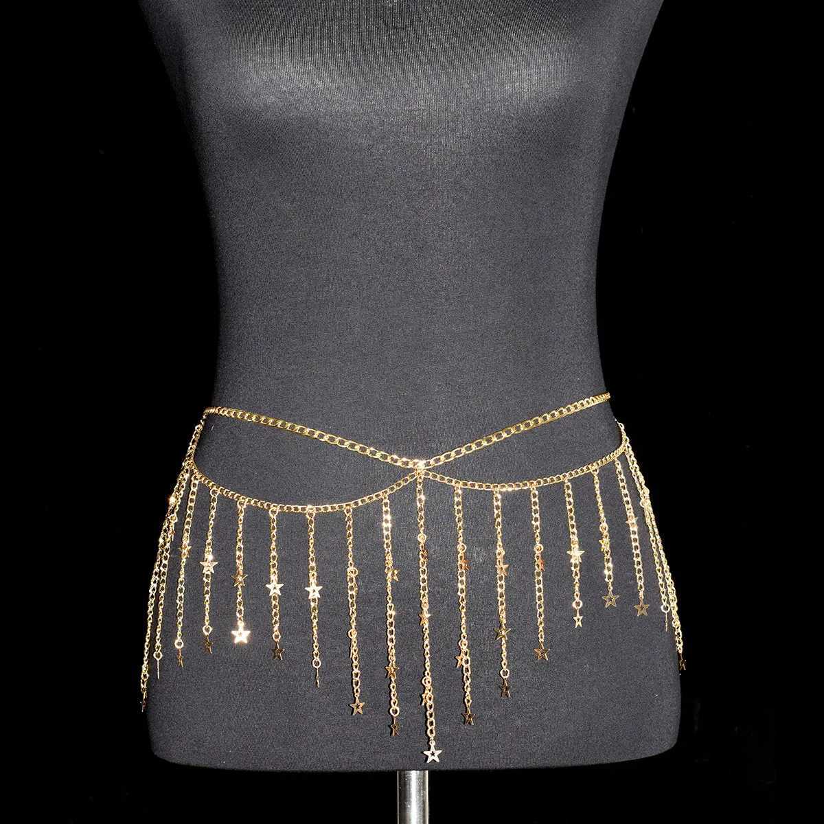 Festival Warm Metal Body Jewelry Sexy Fashion Belly Chain Tzitzit Celebrity Waist Chain Birthday Party Daily Wear Accessories X250410
