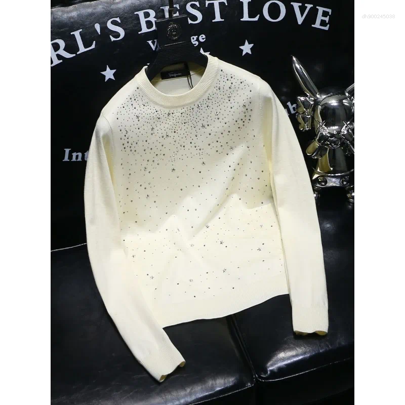 Men's Sweaters Autumn Winter Slim Fit Youth Personalized Sweater Bottoming Shirt Trendy Diamond Round Neck For Men